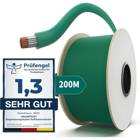 HAUSPROFI 200M Cable Robot Tondeuse Universel, Fil Robot Tondeuse - Câble Périphérique en Cuivre étamé - Accessoires pour Tondeuses à Gazon Robotisées - Ø2,7mm
