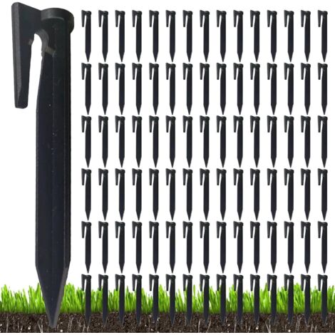 100-Pack Small Landscape Stakes, Lawn Pegs for Robotic Lawn Mowers, Garden Fences Anchors, Pet Fence Support Spikes, Durabled Ground Stakes for Outdoor Use, 3.35x0.79 inches (1/5)