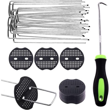 Sweet Lot de 201 Agrafes de Jardin en Forme de U et Joint Fixe en Plastique avec Crochets, Assortiment pour Tuyaux d'Irrigation, Clôtures et Clous de Gazon Artificiel (1/5)