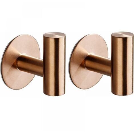 (Rose gold) 2 self-adhesive wall hooks, towel holders for bathroom and kitchen, picture hooks, no drilling required, self-adhesive stainless steel towel holder for the bathroom, FLITI (1/4)