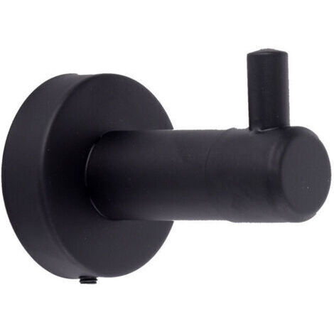 Patère salle de bain noire.Lot de 2 crochets salle de bain pour serviettes, peignoirs, chapeaux, exclusif haut de gamme.Accessoire salle de bain acier inox noir brossé mat.Résistant. (1/4)