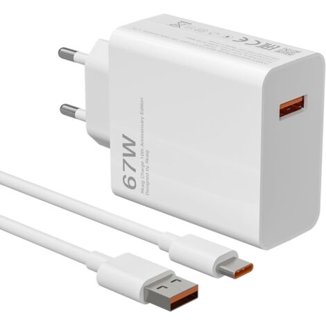 Lot de 1 67W Chargeur Rapide USB pour Xiaomi 14T 13T 5G,Chargeur Turbo avec 6A Câble USB C pour Xiaomi Redmi Note 15 14 13 12 11 10 Pro 5G,14/13/12/11 Ultra/12 Lite/12X,Poco M6 X6 X5 X4 Pro,13/13 lite