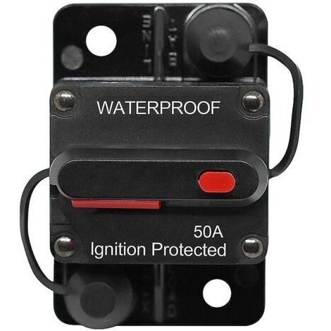 Disjoncteur de Voiture 30A - 150A, DC 12V - 48V Disjoncteur étanche avec Réinitialisation Manuelle pour Moteur Auto Voiture Marine Bateau Vélo Stéréo Audio, 50A (1/5)