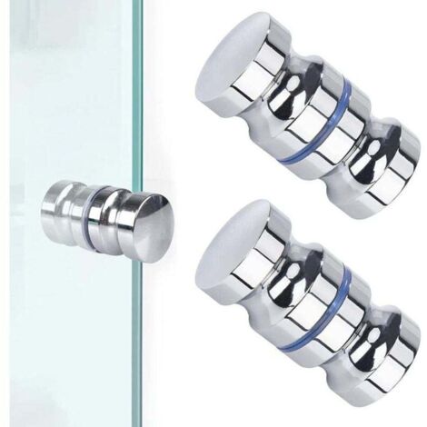 2 Pièces Bouton De Porte De Douche,Porte De Douche Ronde Bouton De Porte Inox Boutons De Douche Bouton De Porte De Douche Poignées De Porte Pour Salle De Bain Porte En Verre Porte Coulissante (1/5)