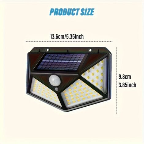 Lampes Solaires LED Extérieures Ultra-Lumineuses avec Détecteur de Mouvement – Éclairage à 4 Côtés pour Garage, Allée, Jardin et Balcon (1/4)