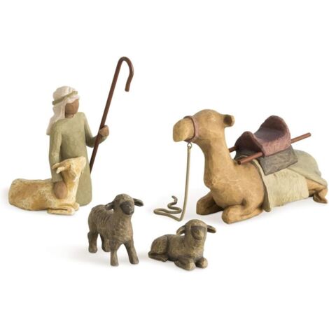 Petite Bergère, figurines de la Nativité sculptées et peintes à la main, ensemble de 3 pièces (1/4)