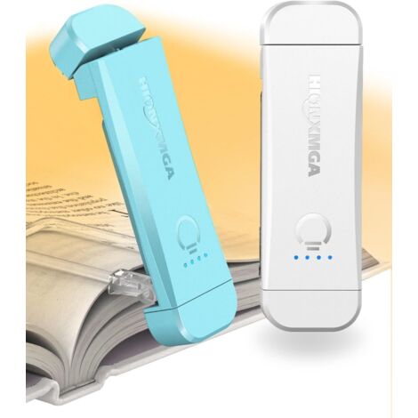 Lampe de Lecture Rechargeable, Lampe pour Lire Dans le Lit, 3 Couleurs Chaudes et Gradation en, Compacte et Durable, Cadeau pour les Liseusurs Enfants,Blanc+Bleu (1/5)