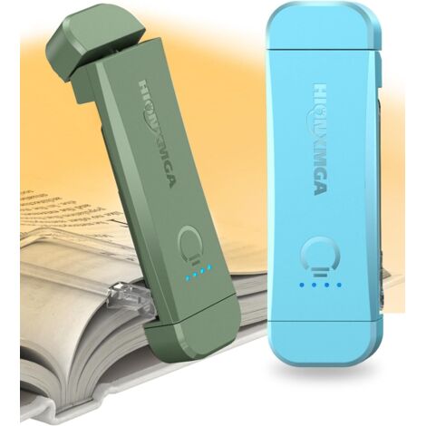Lampe de Lecture Rechargeable (Pack de 2),Liseuse Lampe Clip au Lit,3 Couleurs Protection des Yeux & Dimmable Sans Palier,Compacte et Durable,Cadeaux Idéals pour Lecteurs de Livres,Vert+Bleu (1/5)