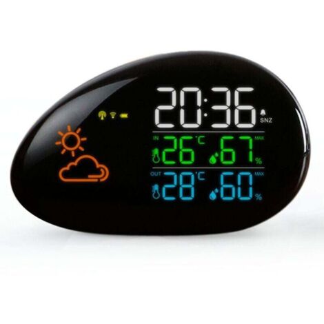 Station Météo Radio Pilotée Avec Capteur Extérieure Et Intérieure, Température, Prévisions Météo, Humidité, Ecran Couleur Led, Horloge, Reveil 1539761Mm (1/4)