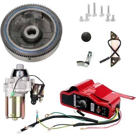 Kit de démarrage électrique pour moteur Flywheel Switch Compatible avec GX240 8HP GX270 9HP Moteur Démarreur Flywheel Key Switch Coil Kit