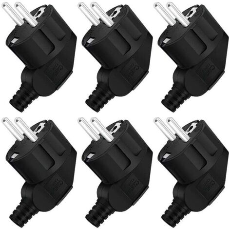 Prise Electrique, 6 Pièces Prise Electrique Male, Fiche Electrique Male 250V 16A, Prise Male Etanche Exterieur, pour Les Câbles de 8 à 10 mm Fiche Noir (1/4)