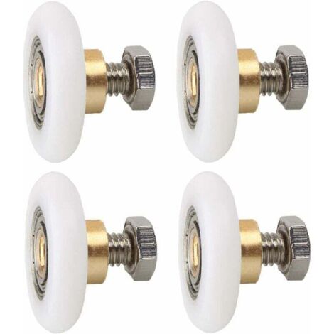 4 pièces Roulette Porte de Douche 23 mm, Roues de Rechange pour Porte de Douche Roulettes de Rechange pour Porte de Douche RainuréE avec vis Diamètre (1/4)