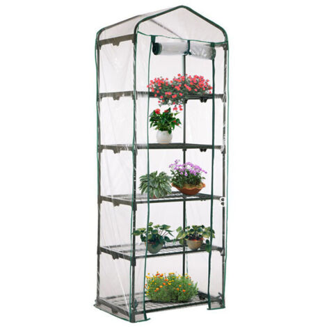 Housse de serre à 5 étages en PVC - Housse de rechange pour mini serre de jardin pour intérieur ou extérieur (support en fer non inclus) (1/4)