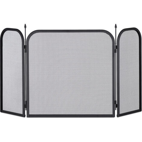 Pare-Étincelles Pour Cheminée Acier, Grille Anti Étincelles, Panneau Protection Cheminée Hxlenv.52,5X97Cm,Noir (1/4)