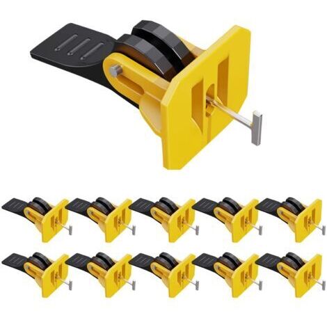 Kit de système de nivellement de carrelage - 50 pièces - Réutilisables - Réglables - Pour carreaux de 8 à 12 mm - 50 broches en T en acier de rechange remplaçables - Pour mur et sol (1/5)