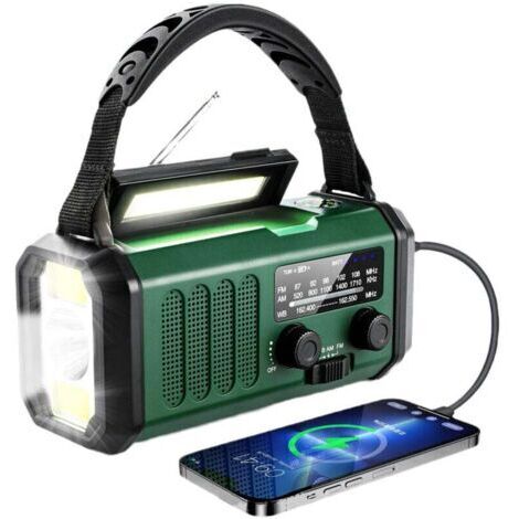 Radio d'urgence 20 000 mAh – Radio NOAA/AM/FM avec manivelle et alimentation solaire – Fonction de chargement USB pour téléphones portables – Alarme SOS – Lampe de lecture et lampe torche LED – pour l (1/4)