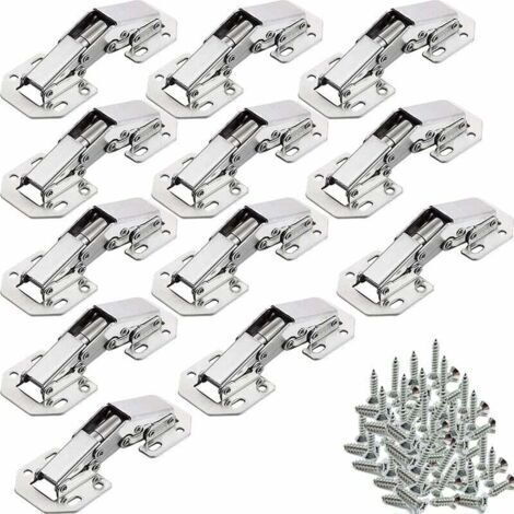 Lot de 12 charnières invisibles 90° pour meuble – Acier laminé à froid – Installation facile – Pour armoires et placards - 12Pcs