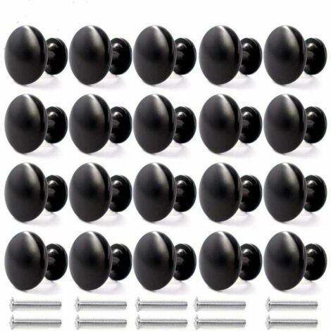 Lot de 20 boutons de meuble vintage 30mm – Alliage de zinc poli – Installation facile pour placards et tiroirs – Noir - 20PCS (1/5)