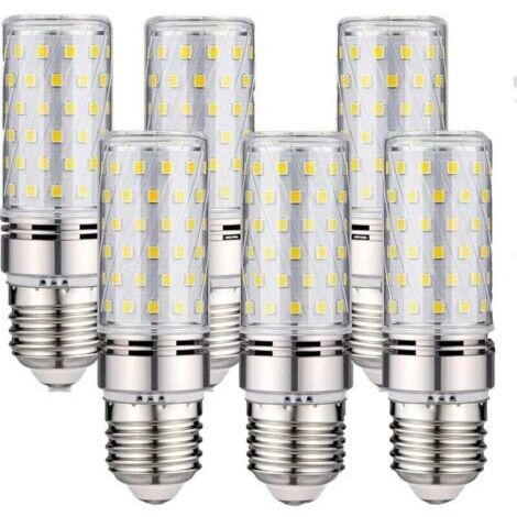 Lot de 6 ampoules LED E27 – 16 W, blanc froid (6000 K), 1600 lm (équivalent à une ampoule halogène de 150 W), 200–240 V CA, non dimmable, grand culot à vis E27, angle de diffusion de 360° (1/4)