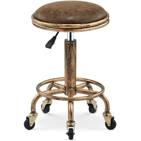 Tabouret de bar vintage, tabouret à roulettes, tabouret de bar pivotant à 360°, 50-64 cm, tabouret de barbier, tabouret d'atelier, tabouret de table haut (1/4)