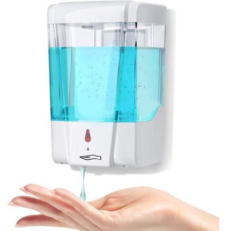Distributeur de savon mural automatique Crediri, 700 ml, distributeur de gel liquide sans contact avec capteur infrarouge pour cuisines, salles de bains, hôtels, restaurants, écoles (700 ml pour le mo (1/5)
