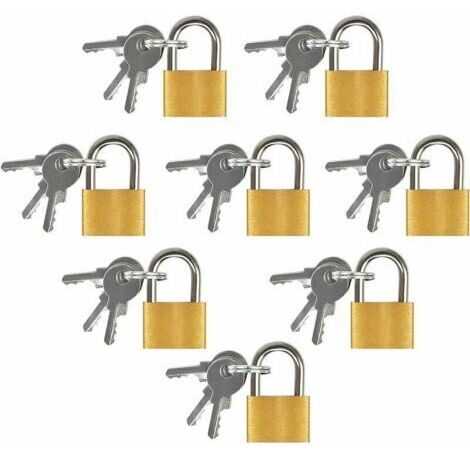 Mini cadenas à clé 8 pcs – Cadenas laiton pour valises, sacs, armoires – 3 clés incluses – Résistant à la corrosion et à l'humidité (1/5)