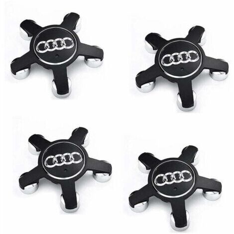 Jeu de 4 emblèmes d'enjoliveurs 4f0601165 N, pour enjoliveurs de 135 mm pour Audi (Noir) (1/4)