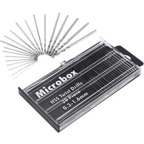 Lot de 20 forets hélicoïdaux - 0,3 à 1,6 mm - HSS - Mini perceuse à main - Perceuse à main - Mini perceuse à vis - Pour le Drilling, le modélisme Making, la perceuse à main en métal et bois (1/4)