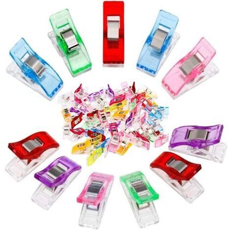 INHHUB Lot de 100 pinces à tissu multicolores accessoires de couture fournitures de couture pince multi-usages aides à la machine à coudre pour la couture, les clips de courtepointe, le crochet-INHHUB (1/5)