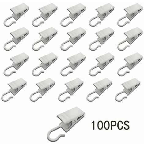 100pcs pinces à rideaux en métal crochets crochets de suspension légers fournitures de décoration de fête (blanc) (1/4)