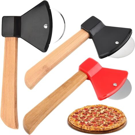 Roulette à Pizza en Acier Inoxydable,3 Pièces Découpe Pizza Professionnel Inox Multifonction Hache Couteau à Pizza avec Poignée Antidérapante pour Pizza Gaufres Crêpes (1/5)