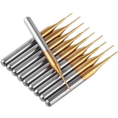 10 pcs 3.175mm Fraise CNC en Carbure de Tungstène Fraises Rotatives 0.6mm Tige Droite pour Gravure (1/5)