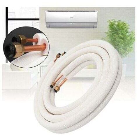 Tuyau en cuivre pour climatiseur 1/4 3/8 - Tuyau réfrigérant en cuivre et aluminium isolé - Pièces pour climatiseur - 3 mètres, Blanc (1/4)
