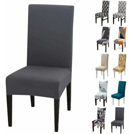 Lot de 6 housses de chaise extensibles – Matériau extensible – Ourlet élastique pour ajustement sûr – Infroissable et lavable en machine (1/5)