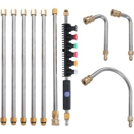 Pistolet pulvérisateur de nettoyage de toiture 10 pièces, raccord rapide 1/4", kit de nettoyage de gouttières (1/4)
