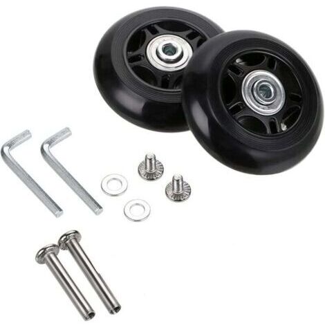 Lot de 2 roulettes de rechange pour valises 70 x 24 mm, kits de réparation de roues de valise, clés et vis d'axe pour sac à roulettes, patins à roues alignées et planche à roulettes (1/5)