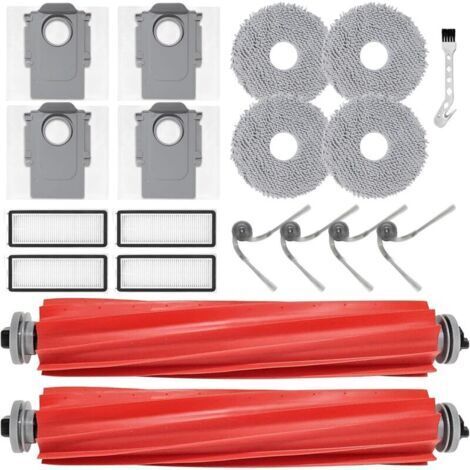 Pièce de rechange pour Roborock QV 35A / QV 35S / QR 798 / QR 598 aspirateur robot accessoires, 2 brosse principale, 4 Chiffon, 4 sacs à poussière, 4 filtres, 4 brosses latérales (1/4)