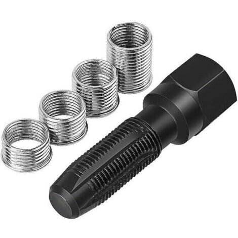 Kit de Reparation Filetage de Bougies d'allumage,5pcs Jeu de Réparation de Filetage M14 x 1,25 pour Réparer Le Filetage de 14 mm Bougie d'Allumage avec 4 Inserts (1/5)
