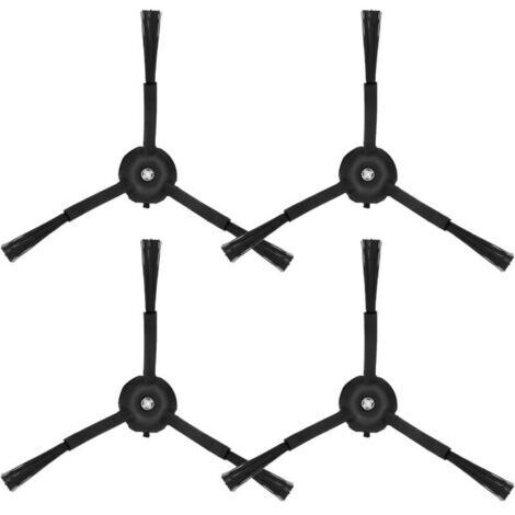 Brosse latérale à poils (lot de 4) compatible avec les aspirateurs robots Roborock Q7 , Q7Max , Q Revo , S7MaxV , S8 , S7 , S6 , S5 et S4 - Noir (1/4)