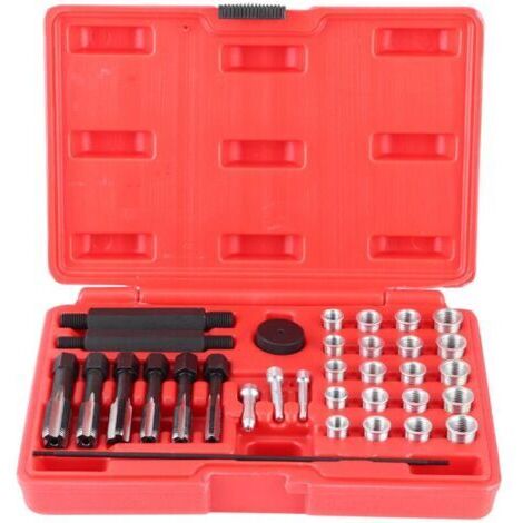 Kit de Réparation de Filetage de Bougie de Préchauffage, Outil en 33 pièces pour Bougies de préchauffage, Insert fileté en Acier pour Voitures (1/5)