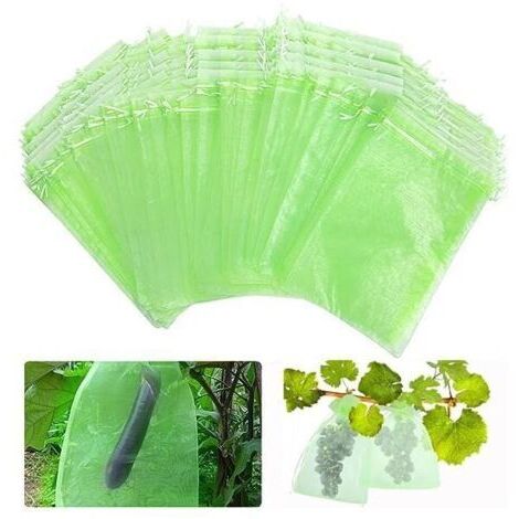 Sac de Protection Fruits, Sachet Protection Raisin, Sachets en Organza Respirant avec Cordon de Serrage, pour Potéger Les Grappes de Fruits des Frelons et des Oiseaux/Lot de 50,20cm x 30cm (1/5)