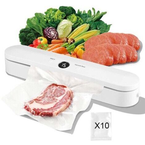 Machine Sous Vide, Machine Sous Vide Alimentaire, Compris 10pcs Sacs et pour Aliments, Viandes, Nourriture Sèche, Humide et Fraîche, (1/5)