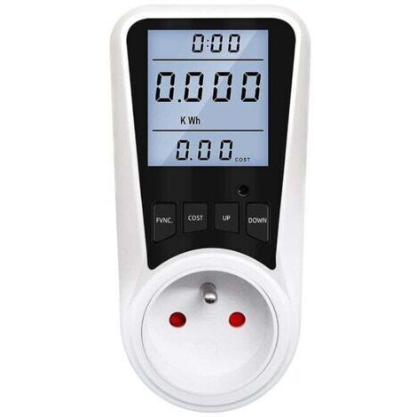 Prise Compteur d'Énergie électrique avec 7 Mode, Max 3680W,Compteur d'énergie Wattmètre Prise,Compteur d'énergie avec l'écran d'affichage à cristaux liquides pour Économie d'Energie -Blanc, (1/5)