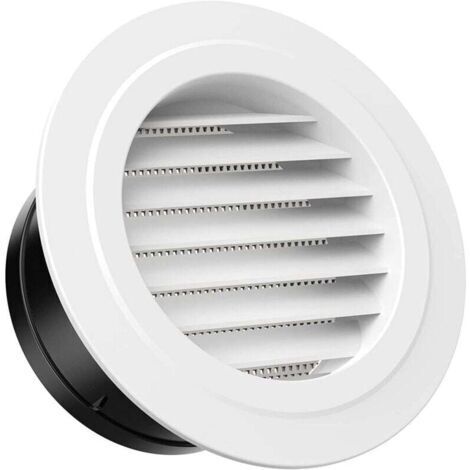 Grille de ventilation ronde en plastique de 100 mm avec moustiquaire, adaptée aux murs intérieurs et extérieurs (1/4)