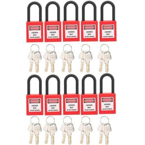 10 Ensembles 38mm Lockout Lock Antipoussière Nylon Ingénierie Industrielle Isolation Sécurité Outil pour Usines Rouge (1/5)