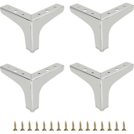 10cm Pied de canapé en métal 4 pcs Pieds de meuble modernes Pieds de meuble de canapé Pieds de rehausseur de meubles Pieds de rechange pour meuble TV Canapé Placard, Argent (1/5)