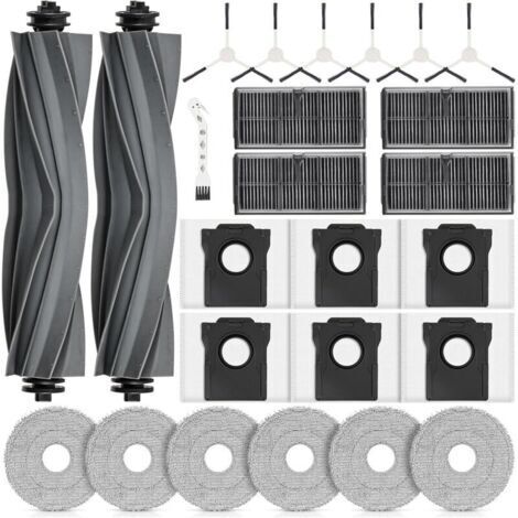 25 Accessoires pour DREAME L10s Pro Ultra Heat / L10s Ultra Gen 2 / X30 Ultra/MOVA E30 Ultra Robot Aspirateur. 2 Brosse Principale, 4 Filtres, 6 Chiffons, 6 Sacs à Poussière, 6 Brosses latérales (1/4)