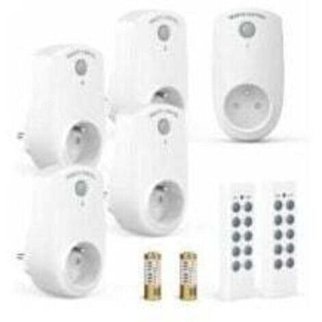 Lot de 5 Prise Programmable Électrique, Prise Télécommandée sans Fil avec 2 Télécommandes 2 Piles Fournies, 30M de Distance de Contrôle dans la Zone Ouverte, Fonction on/Off (1/5)