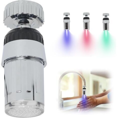 Robinet lumineux LED tricolore , rotation à 360° , détecteur de mouvement , indicateur de température , blanc (1/4)