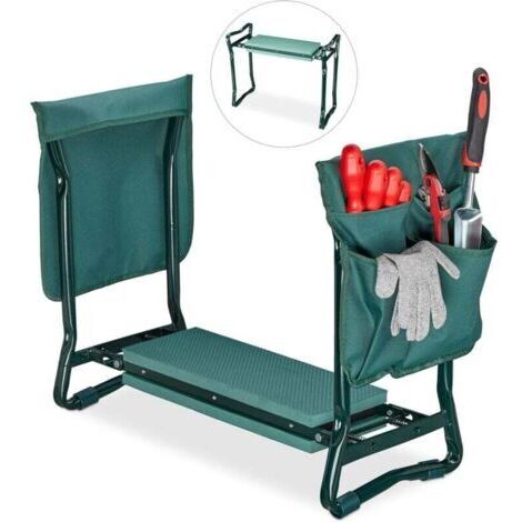 Agenouilloir,coussin moelleux, 2 sacs,pliable, aide genou, travail jardin, jusqu’à 150 kg,HlP 49x58x27,5cmvert (1/5)